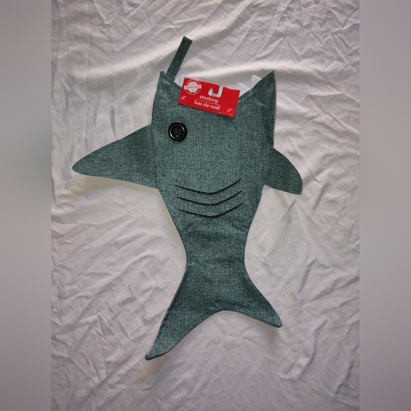 Shark Stocking Fishing Novelty Christmas Holiday Festive Coastal Ocean Gift - Picture 1 of 10